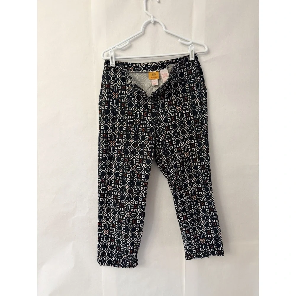RUBY RD Ankle/Capri Pants Size 6 Geometric Print Black And White